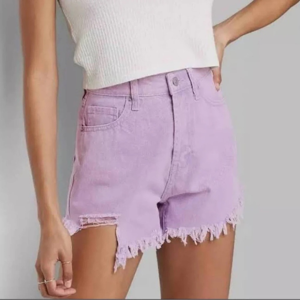 Wild Fable Highest Rise Lilac Distressed Denim Shorts EUC